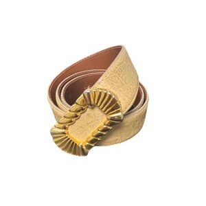 Vintage Cipriani Tan Leather Belt With Gold Plate Buckle Size Large